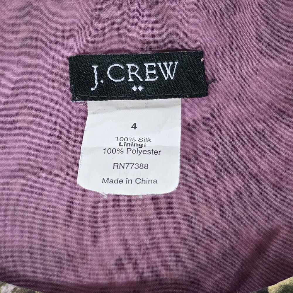 J.Crew Women 4 100% Silk Floral Tiered Sleeveless Blouse Purple Lined Romantic - Picture 3 of 10
